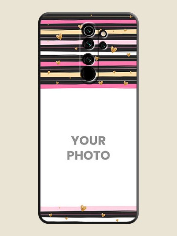 Custom Multicolor Lines and Golden Love Symbols Design - Photo on Space Black Soft Matte Mobile Cover - Redmi Note 8 Pro - alternate view