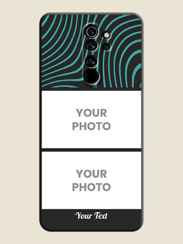 Custom Wave Pattern with 2 Image Holder on Space Black Personalized Soft Matte Phone Covers - Redmi Note 8 Pro - alternate view