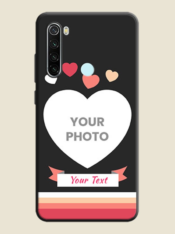 Custom Love Shaped Photo with Colorful Stripes on Personalised Space Black Soft Matte Cases - Redmi Note 8 - alternate view
