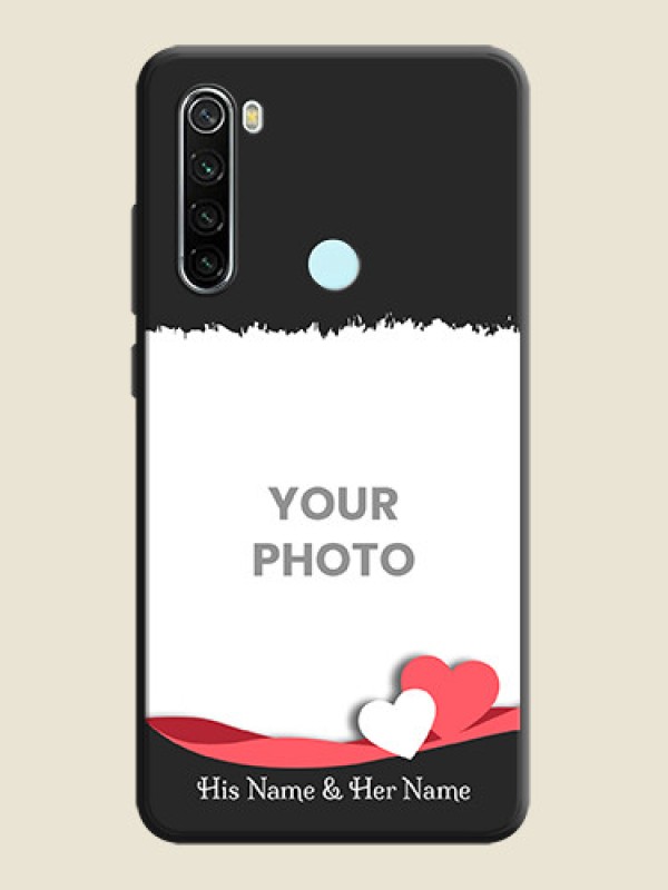 Custom Pink Color Love Shaped Ribbon Design with Text on Space Black Custom Soft Matte Phone Back Cover - Redmi Note 8 - alternate view