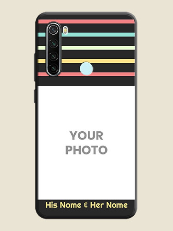 Custom Color Stripes with Photo and Text - Photo on Space Black Soft Matte Mobile Case - Redmi Note 8 - alternate view