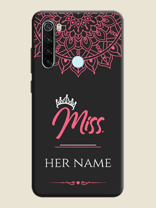 Custom Mrs Name with Floral Design on Space Black Personalized Soft Matte Phone Covers - Redmi Note 8 - alternate view
