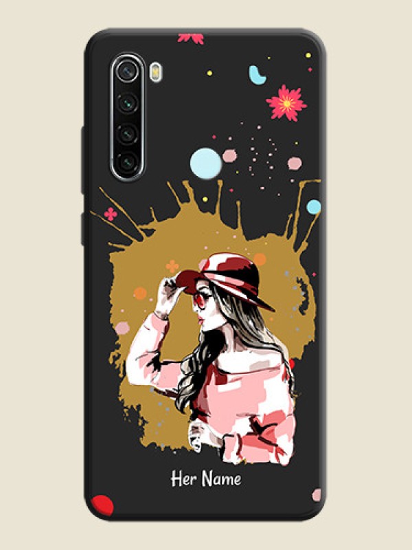 Custom Mordern Lady With Color Splash Background With Custom Text On Space Black Personalized Soft Matte Phone Covers -Xiaomi Redmi Note 8 - alternate view