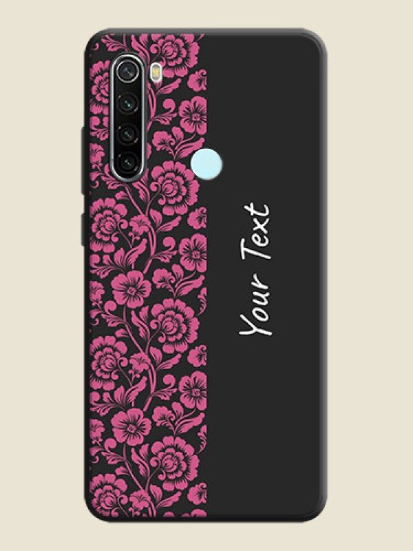 Custom Pink Floral Pattern Design With Custom Text On Space Black Personalized Soft Matte Phone Covers -Xiaomi Redmi Note 8 - alternate view