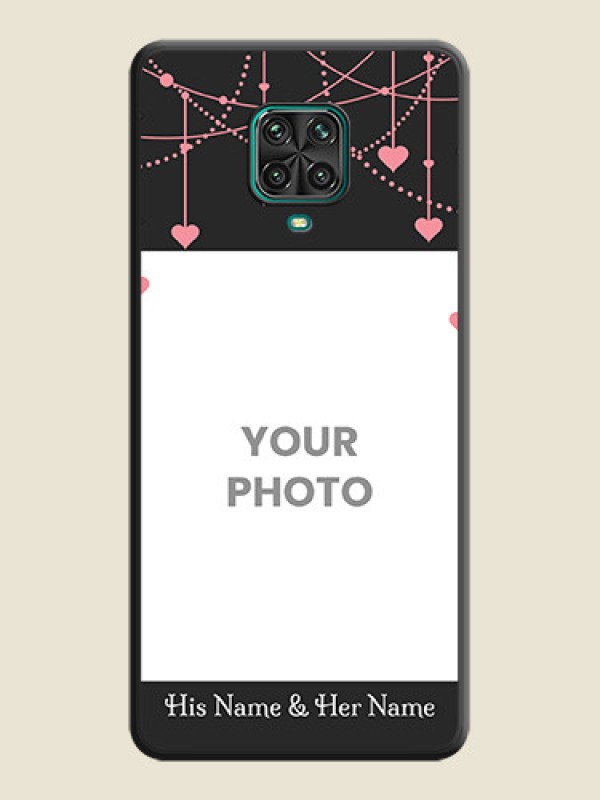 Custom Pink Love Hangings with Text on Space Black Custom Soft Matte Back Cover - Redmi Note 9 Pro Max - alternate view