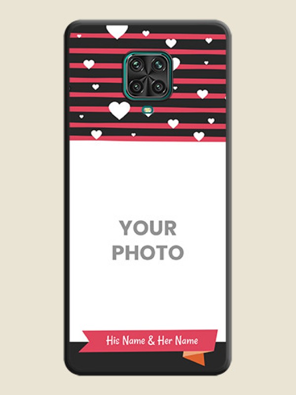 Custom White Color Love Symbols with Pink Lines Pattern on Space Black Custom Soft Matte Phone Cases - Redmi Note 9 Pro Max - alternate view