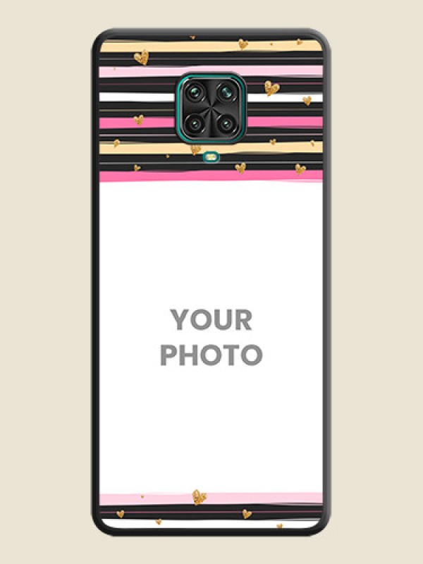 Custom Multicolor Lines and Golden Love Symbols Design on Photo on Space Black Soft Matte Mobile Cover - Redmi Note 9 Pro Max - alternate view