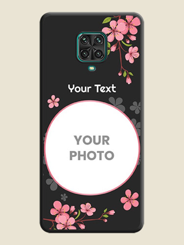 Custom Round Image with Pink Color Floral Design on Photo on Space Black Soft Matte Back Cover - Redmi Note 9 Pro Max - alternate view