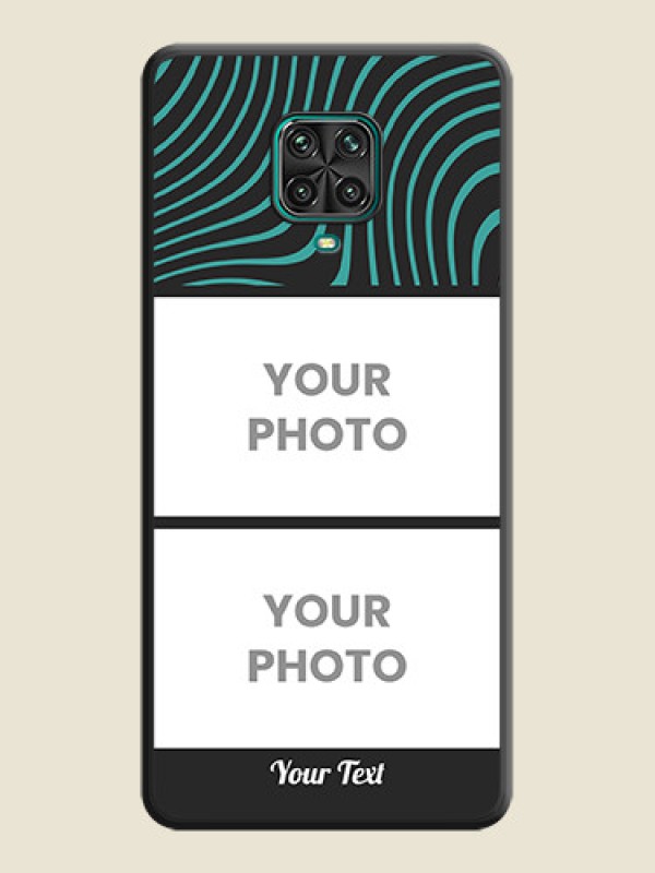 Custom Wave Pattern with 2 Image Holder on Space Black Personalized Soft Matte Phone Covers - Redmi Note 9 Pro Max - alternate view