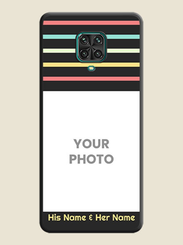 Custom Color Stripes with Photo and Text on Photo on Space Black Soft Matte Mobile Case - Redmi Note 9 Pro Max - alternate view