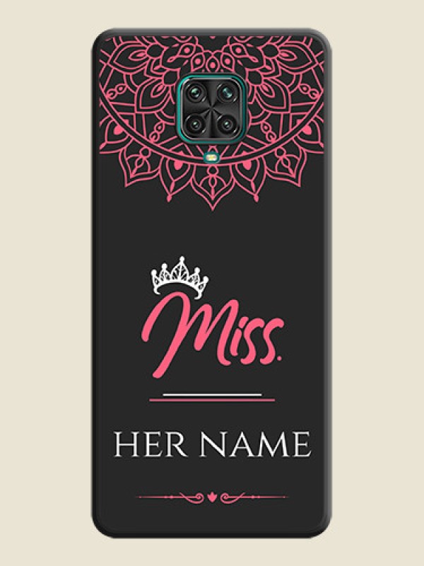 Custom Mrs Name with Floral Design on Space Black Personalized Soft Matte Phone Covers - Redmi Note 9 Pro Max - alternate view