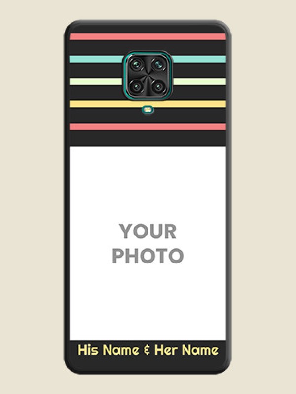Custom Color Stripes with Photo and Text on Photo on Space Black Soft Matte Mobile Case - Redmi Note 9 Pro - alternate view