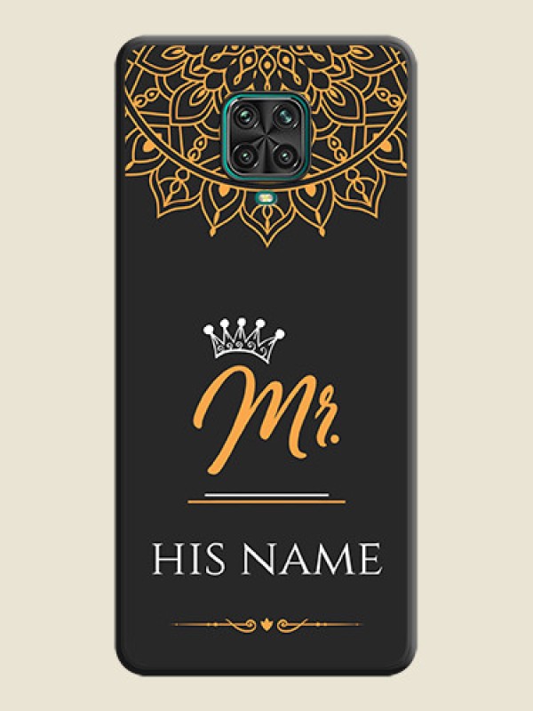 Custom Mr Name with Floral Design  on Personalised Space Black Soft Matte Cases - Redmi Note 9 Pro - alternate view