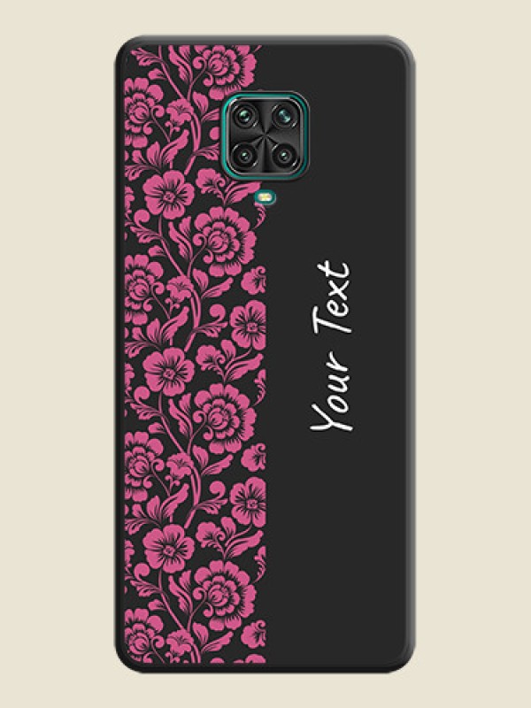 Custom Pink Floral Pattern Design With Custom Text On Space Black Personalized Soft Matte Phone Covers -Xiaomi Redmi Note 9 Pro - alternate view