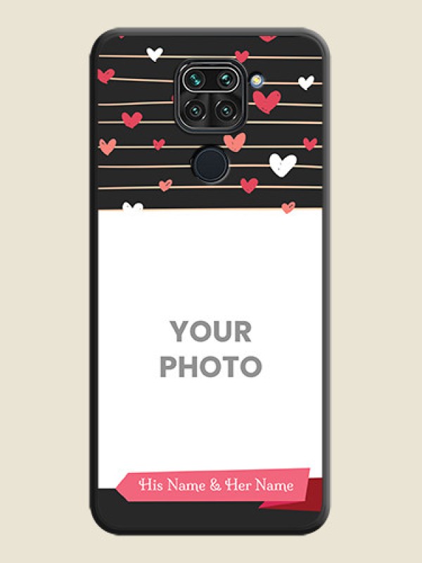 Custom Love Pattern with Name on Pink Ribbon  on Photo on Space Black Soft Matte Back Cover - Redmi Note 9 - alternate view