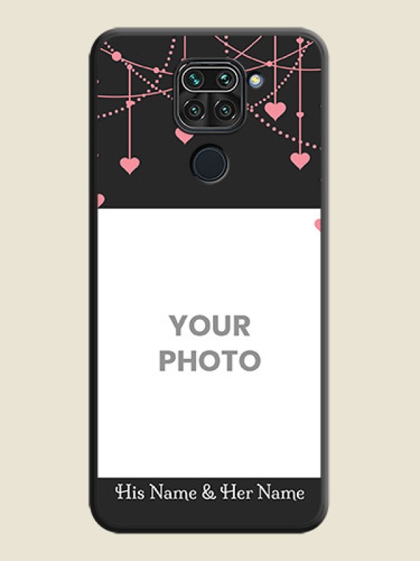 Custom Pink Love Hangings with Text on Space Black Custom Soft Matte Back Cover - Redmi Note 9 - alternate view