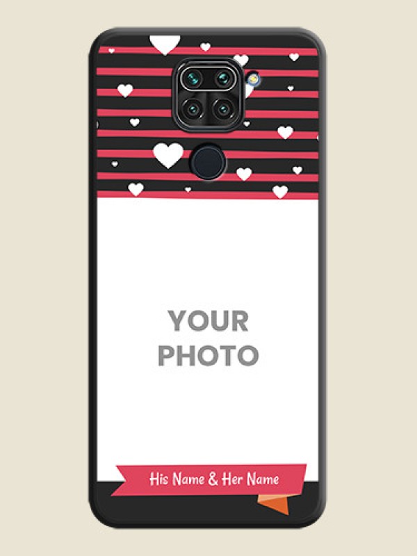 Custom White Color Love Symbols with Pink Lines Pattern on Space Black Custom Soft Matte Phone Cases - Redmi Note 9 - alternate view