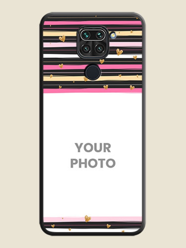 Custom Multicolor Lines and Golden Love Symbols Design on Photo on Space Black Soft Matte Mobile Cover - Redmi Note 9 - alternate view