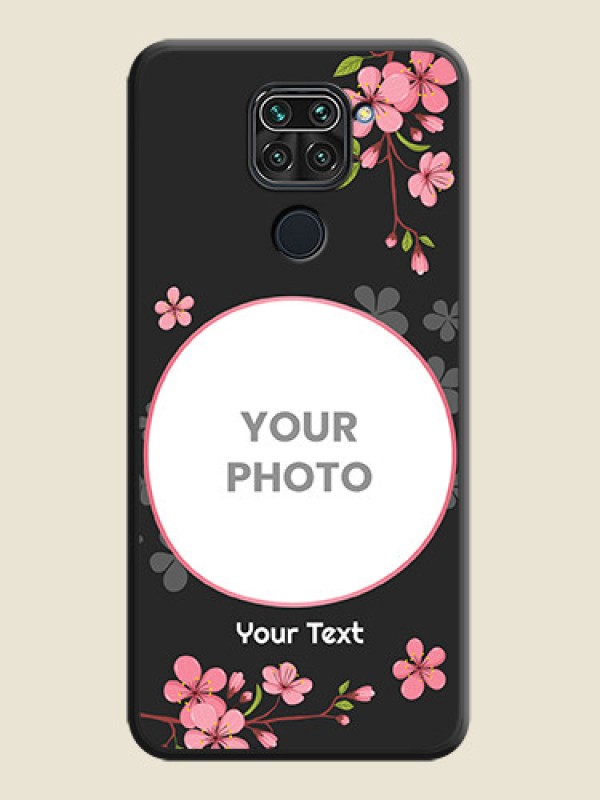 Custom Round Image with Pink Color Floral Design on Photo on Space Black Soft Matte Back Cover - Redmi Note 9 - alternate view