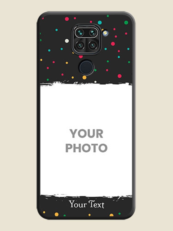 Custom Multicolor Dotted Pattern with Text on Space Black Custom Soft Matte Phone Back Cover - Redmi Note 9 - alternate view