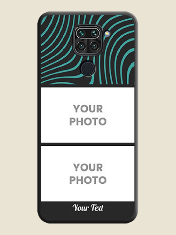 Custom Wave Pattern with 2 Image Holder on Space Black Personalized Soft Matte Phone Covers - Redmi Note 9 - alternate view