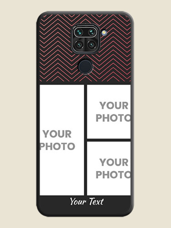Custom Wave Pattern with 3 Image Holder on Space Black Custom Soft Matte Back Cover - Redmi Note 9 - alternate view