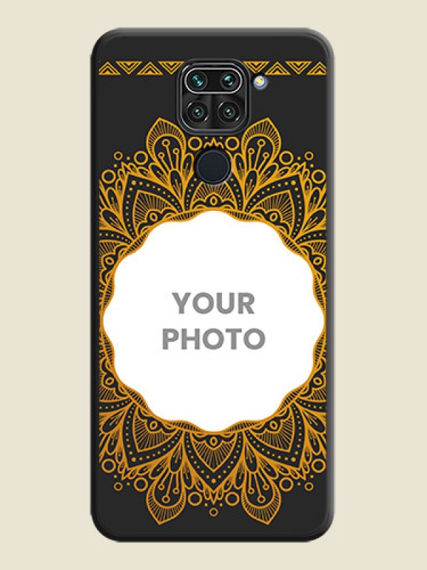 Custom Round Image with Floral Design on Photo on Space Black Soft Matte Mobile Cover - Redmi Note 9 - alternate view