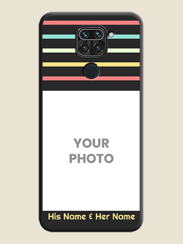 Custom Color Stripes with Photo and Text on Photo on Space Black Soft Matte Mobile Case - Redmi Note 9 - alternate view
