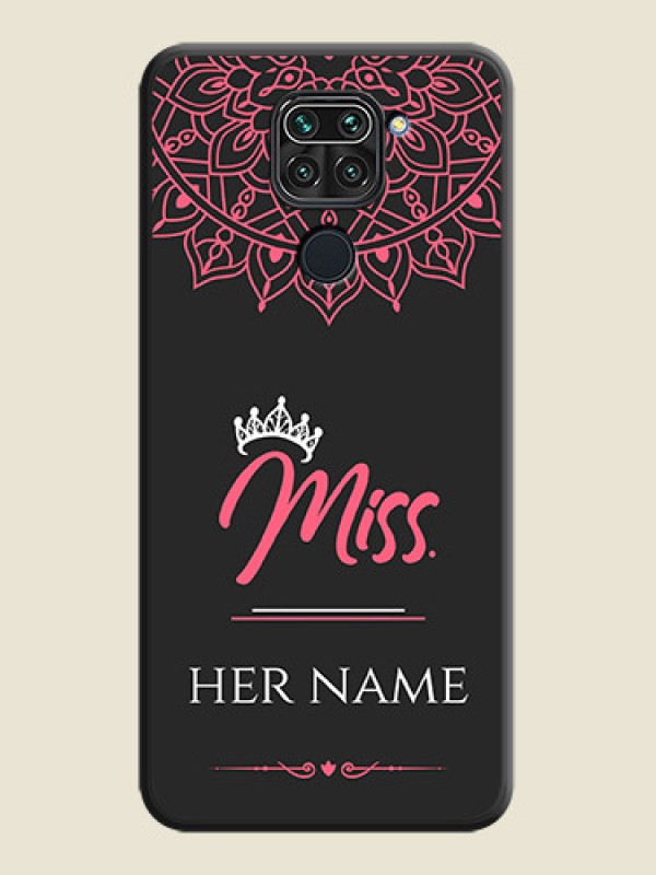 Custom Mrs Name with Floral Design on Space Black Personalized Soft Matte Phone Covers - Redmi Note 9 - alternate view