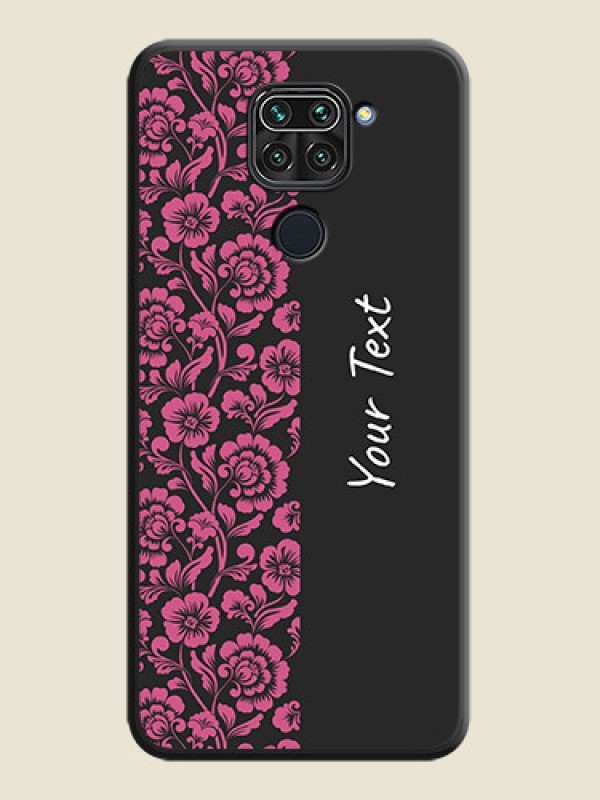 Custom Pink Floral Pattern Design With Custom Text On Space Black Personalized Soft Matte Phone Covers -Xiaomi Redmi Note 9 - alternate view