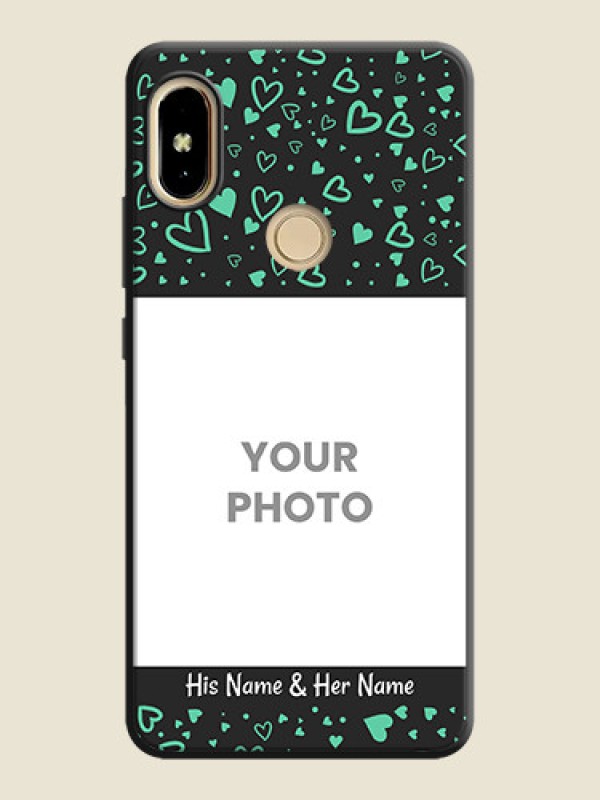 Custom Sea Green Indefinite Love Pattern on Photo on Space Black Soft Matte Mobile Cover - Redmi S2 - alternate view