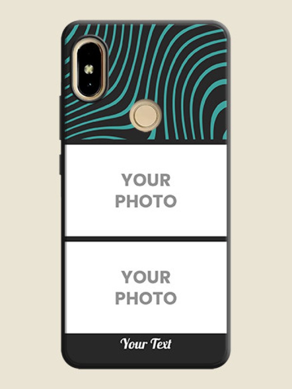 Custom Wave Pattern with 2 Image Holder on Space Black Personalized Soft Matte Phone Covers - Redmi S2 - alternate view