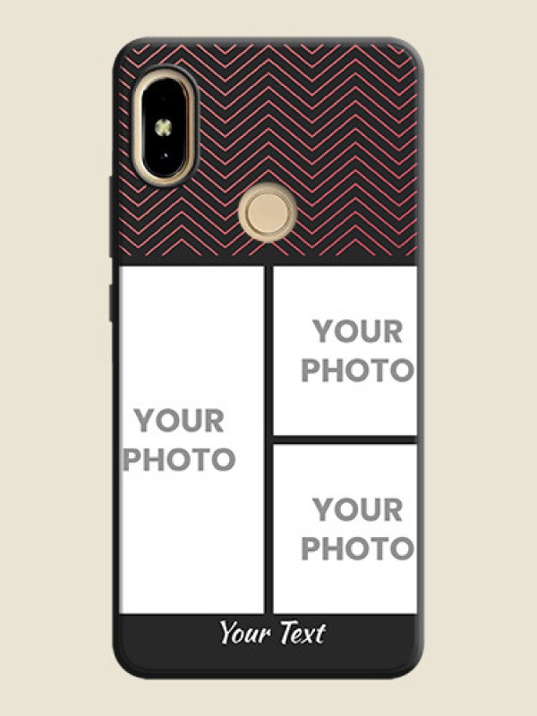 Custom Wave Pattern with 3 Image Holder on Space Black Custom Soft Matte Back Cover - Redmi S2 - alternate view