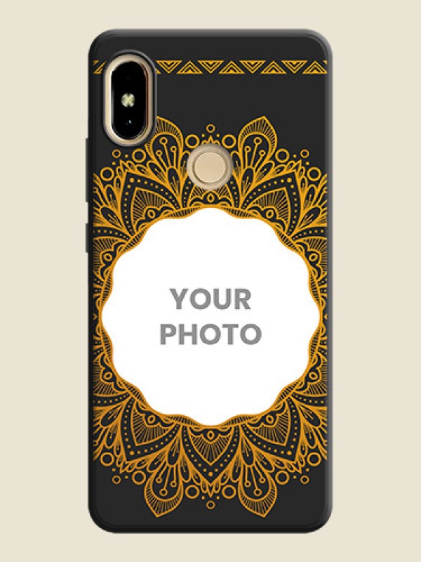 Custom Round Image with Floral Design on Photo on Space Black Soft Matte Mobile Cover - Redmi S2 - alternate view