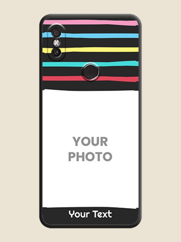 Custom Multicolor Lines with Image on Space Black Personalized Soft Matte Phone Covers - Redmi Y2 - alternate view