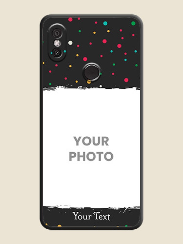 Custom Multicolor Dotted Pattern with Text on Space Black Custom Soft Matte Phone Back Cover - Redmi Y2 - alternate view
