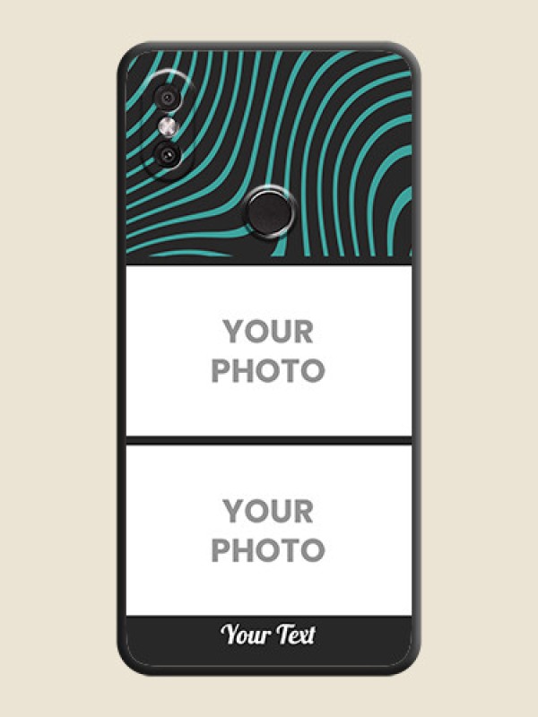 Custom Wave Pattern with 2 Image Holder on Space Black Personalized Soft Matte Phone Covers - Redmi Y2 - alternate view