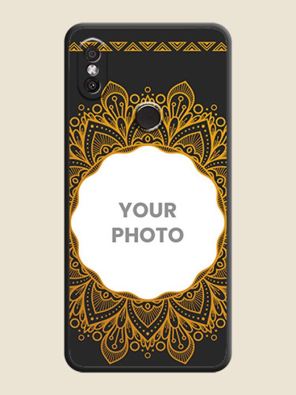 Custom Round Image with Floral Design - Photo on Space Black Soft Matte Mobile Cover - Redmi Y2 - alternate view