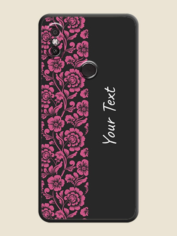 Custom Pink Floral Pattern Design With Custom Text On Space Black Personalized Soft Matte Phone Covers -Xiaomi Redmi Y2 - alternate view
