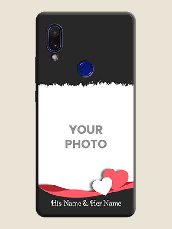 Custom Pink Color Love Shaped Ribbon Design with Text on Space Black Custom Soft Matte Phone Back Cover - Redmi Y3 - alternate view
