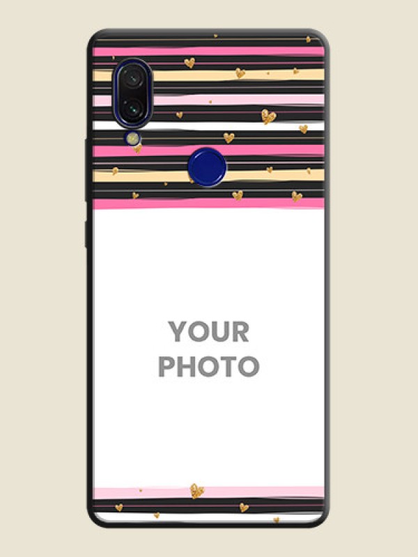 Custom Multicolor Lines and Golden Love Symbols Design - Photo on Space Black Soft Matte Mobile Cover - Redmi Y3 - alternate view