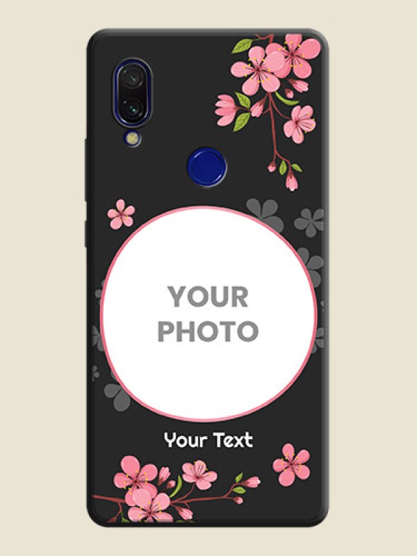 Custom Round Image with Pink Color Floral Design - Photo on Space Black Soft Matte Back Cover - Redmi Y3 - alternate view