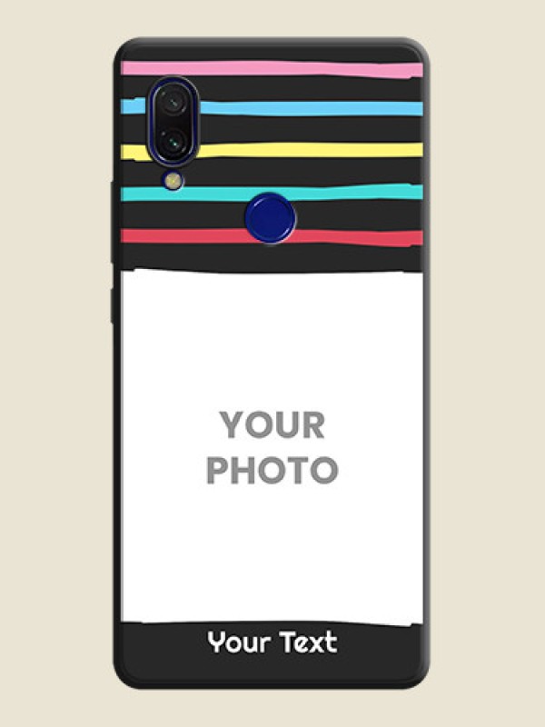 Custom Multicolor Lines with Image on Space Black Personalized Soft Matte Phone Covers - Redmi Y3 - alternate view