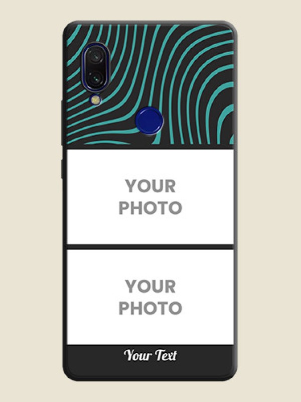 Custom Wave Pattern with 2 Image Holder on Space Black Personalized Soft Matte Phone Covers - Redmi Y3 - alternate view