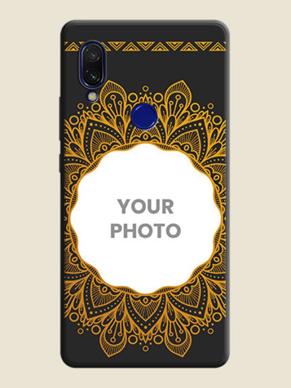 Custom Round Image with Floral Design - Photo on Space Black Soft Matte Mobile Cover - Redmi Y3 - alternate view