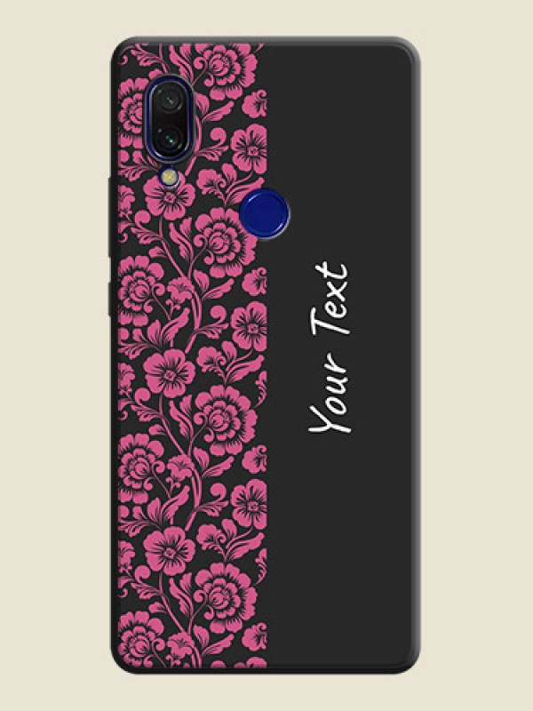 Custom Pink Floral Pattern Design With Custom Text On Space Black Personalized Soft Matte Phone Covers -Xiaomi Redmi Y3 - alternate view