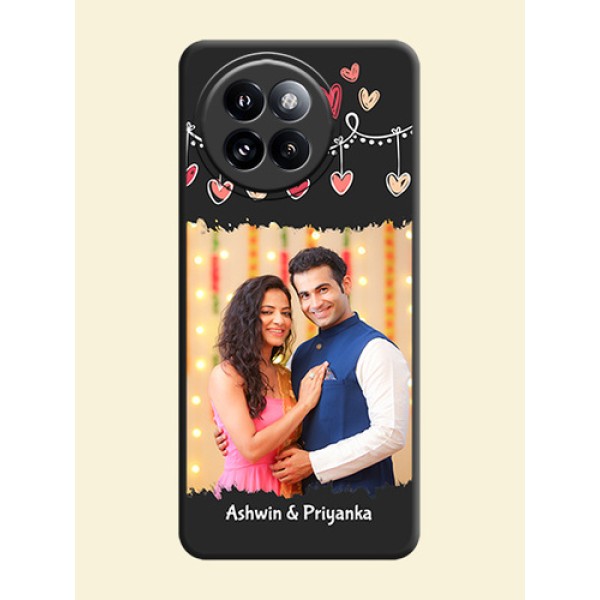 Pink Love Hangings with Name On Space Black Custom Soft Matte Mobile Back Cover - Xiaomi 14 Civi Pink Love Hangings with Name On Space Black Custom Soft Matte Mobile Back Cover - Xiaomi 14 Civi