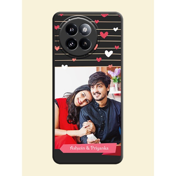 Love Pattern with Name on Pink Ribbon on Photo On Space Black Custom Soft Matte Mobile Back Cover - Xiaomi 14 Civi Love Pattern with Name on Pink Ribbon on Photo On Space Black Custom Soft Matte Mobile Back Cover - Xiaomi 14 Civi