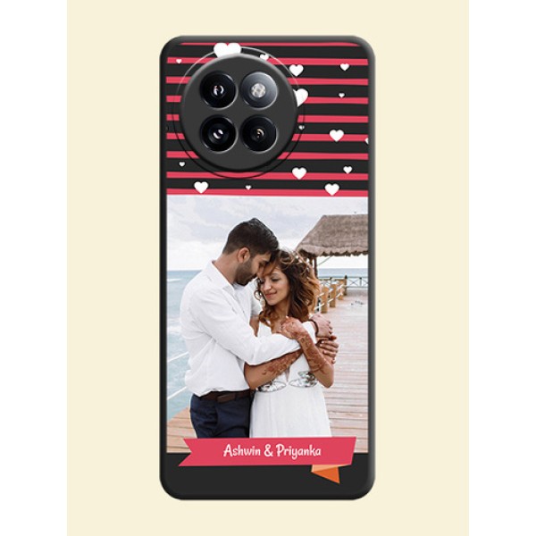 White Color Love Symbols with Pink Lines Pattern On Space Black Custom Soft Matte Mobile Back Cover - Xiaomi 14 Civi