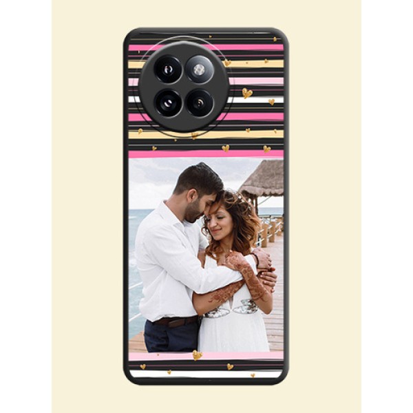 Multicolor Lines and Golden Love Symbols Design on Photo On Space Black Custom Soft Matte Mobile Back Cover - Xiaomi 14 Civi Multicolor Lines and Golden Love Symbols Design on Photo On Space Black Custom Soft Matte Mobile Back Cover - Xiaomi 14 Civi